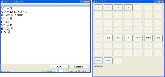 Instrument Calculation Screen + Button View